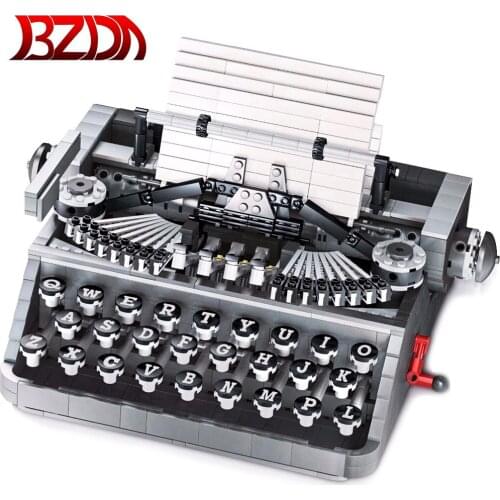 BZDA Creativity Typewriter Building Blocks with Keyboard type Moc Set Toys bricks Writing Machine technik Kid Creator Gift