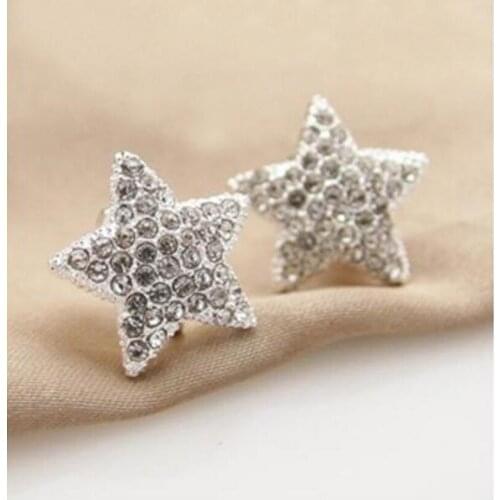 Hot new fashion of silver Color earrings full of crystal earrings pentagram earrings wholesale women