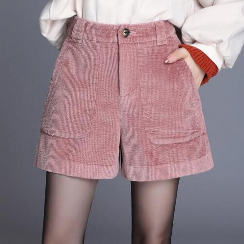 Winter Fall Fashion Casual Womens Ladies Black Navy Brown High Waisted Corduroy Shorts , 4xl Wide Leg Slim Shorts for Women