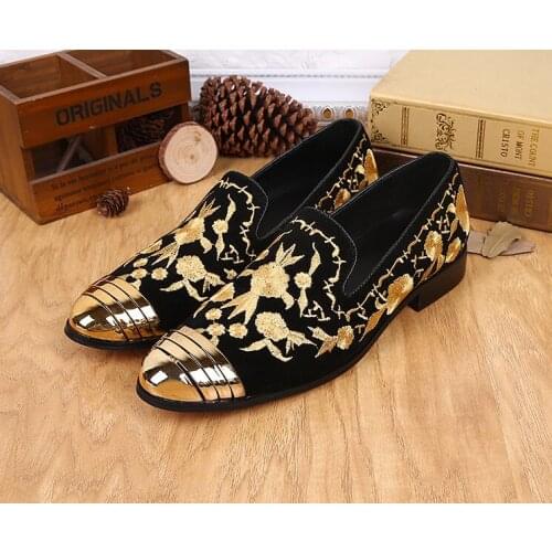 New High-end Gold printing and Gold Top Men Shoes Luxury Fashion Men Red Bottom party and wedding Loafers Mens Flats