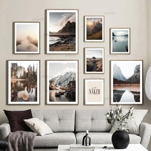 Wall Art Canvas Painting Sunrise Mountain Lake Nature Landscape Nordic Posters And Prints Wall Pictures For Living Room Decor