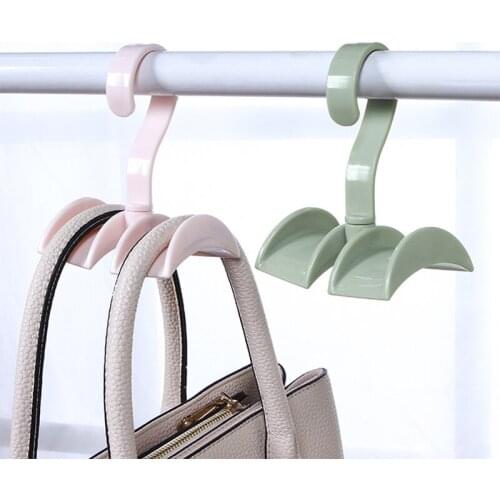 New 360 Degrees Rotated 2 Hooks Wardrobe Handbag Clothes Ties Bag Holder Shelf Hanger Hanging Rack Storage Organizer Hooks