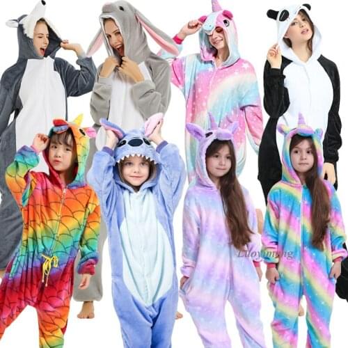Adults Children Christmas Pajamas Unicorn Panda Onesie For Kids Women Sleepwear Anmial Pyjamas Cartoon Cosplay Costumes