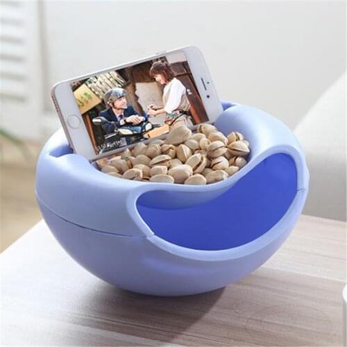 Plastic Lazy Double-layer Melon Seed Plate Creative Fruit Plate Lazy Artifact Mobile Phone Holder Free Hands