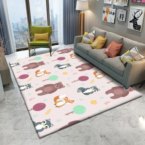 Dropshipping High Quality Childrens Flannel Animal Carpet Baby Lion Elephant Giraffe Baby Play Rectangular Childrens Carpet