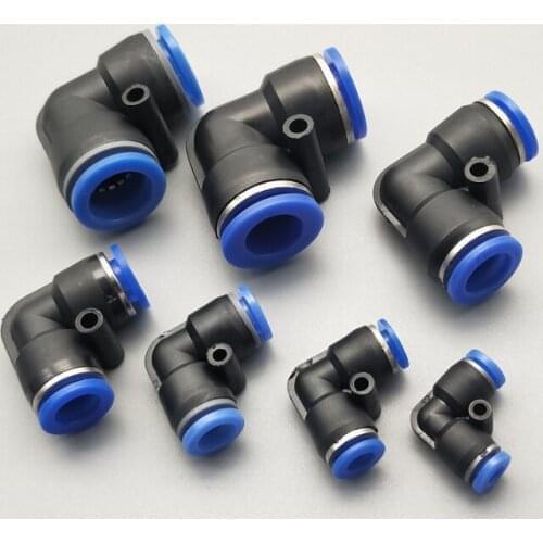 PV Degree Elbow Pneumatic Quick Fitting Plastic 4mm 6mm 8mm 10mm Air Parts Pipe Push In Water Quick Connector Slip Lock 2 Way