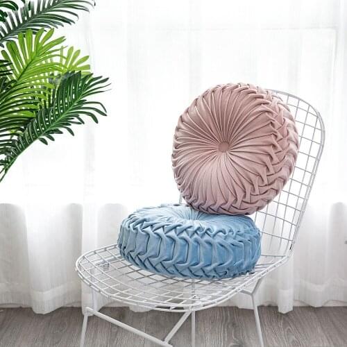 Pink Round Pillow Cushion Seat Pleated Pillow Filling Floor Seat Mats Home Sofa Bedroom Office Chair Decoration Home Supplies