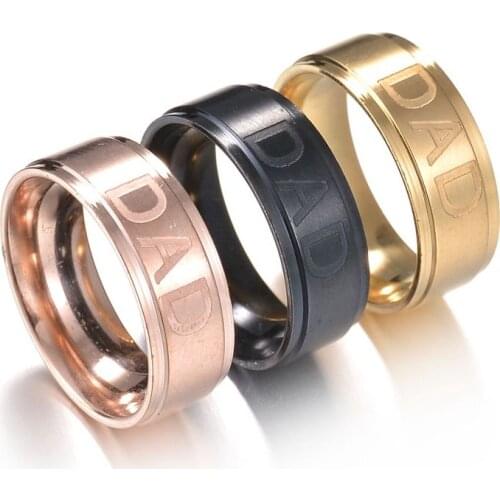 Family Dad Letter Ring Love Commemorate Gift High Quality Stainless Steel Jewelry Daughter And Son Rings Fathers Day Present