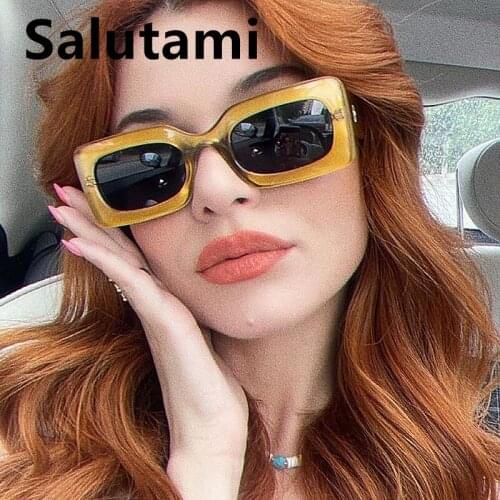 Unique Orange Square Sunglasses For Women New Luxury Brand Elegant Gradient Uv400 Sun Glasses Men Hip Hop Black Green Eyewear