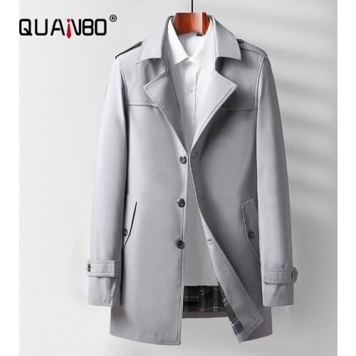 Mens Trench Coat Slim Fit Long Lapel Double Single Belted Windbreaker Jacket Windproof Button Overcoat Khaki Harujuku Fashion