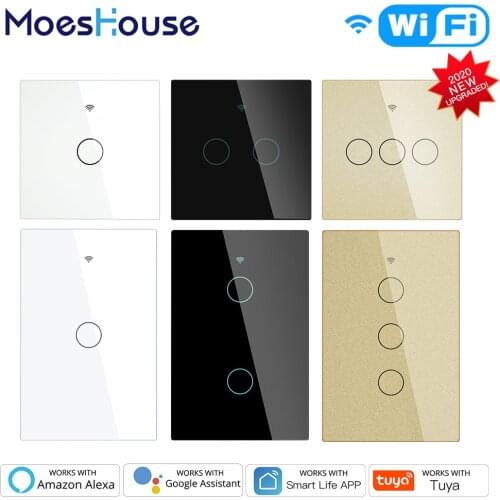 NEW Upgraded WiFi Smart RF433 Touch Switch 2/3 Way Smart Life/Tuya App Control,Alexa Google Home Voice Control EU US 1/2/3 Gang