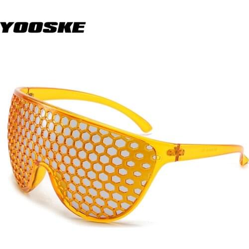 YOOSKE Vintage Funny Sunglasses Men Women Siamese Oversized Sun Glasses Ladies Fashion honeycomb Eyewear Party Sunglass UV400