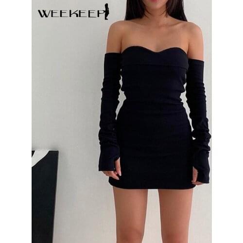 Летние платья с открытыми плечами WEEKEEP China At AliExpress