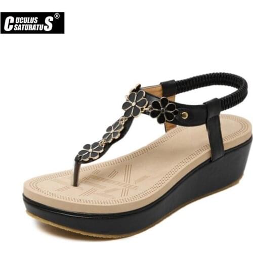 Cuculus 2020 New National Summer Sandals WomenS Bohemia Diamond Shoes Women Summer Shoes With Large Size Womens Sandals 139-1