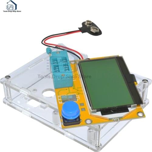 LCD Digital LCR-T4 ESR Meter Transistor Tester Diode Triode M328-Battery Button + LCR-T4 Transistor Case