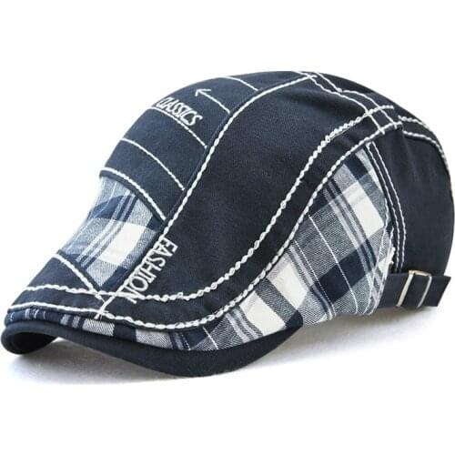 100% Cotton Patchwork Casual Beret Cap Men Women Hat Retro Casquette Adjustable