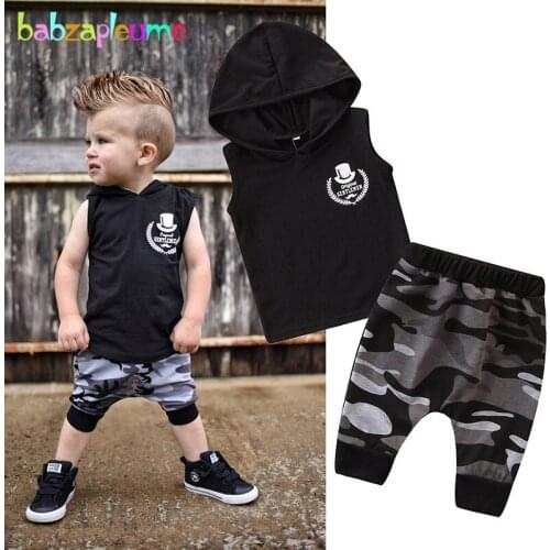 Babzapleume 2Piece Summer Outfits Newborn Baby Boys Clothes Casual Hooded T-shirt+Shorts Sport Suit Infant Clothing Sets BC1825