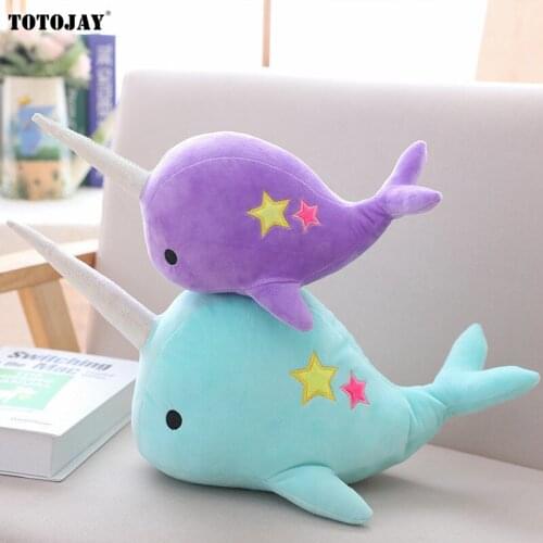 25/35CM Narwhal whale binary star doll plush Toy soft animal ocean sea stuffed Toys for Children Christmas Gift kid Brinquedos