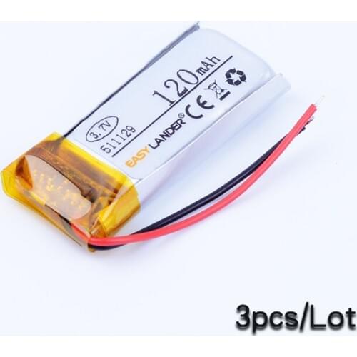 3pcs/Lot 511129 3.7V 120mAh Rechargeable li Polymer Li-ion Battery For bluetooth headset mouse Bracelet Wrist Watch 501129