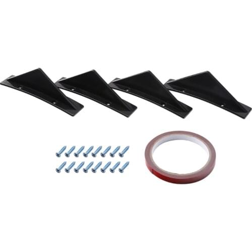 4Pcs Carbon Fiber Curved Car Rear Bumper Addon Lip Diffuser Shark Fin Universal Spoiler Car-Styling Car Accessories