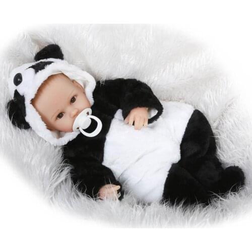 40cm Lifelike Reborn Baby Doll Vinyl Vinyl Silicone Soft Real Touch Cotton Body Panda Newborn Girls Doll Kids Birthday Gifts