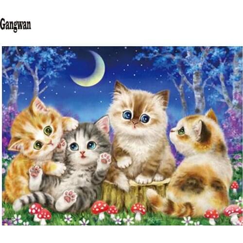 5d DIY diamond painting cartoon cat Cross Stitch Diamond embroidery Animal kitten pattern Home Decor painting Childrens gifts