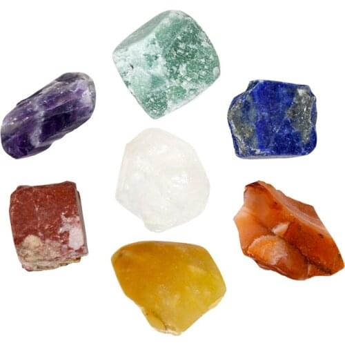 7 Raw Chakra Stones Set Natural Rough Raw Stone for Tumbling, Cabbing, Good Luck Home Decoration for Reiki Healing Meditation