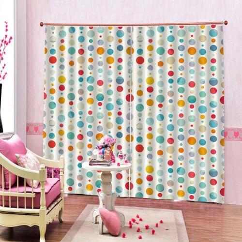 Abstract Funny Colorful Watercolor Circle Curtains Customized Bedroom Curtain Fabric For Kids Room Drapes Decor