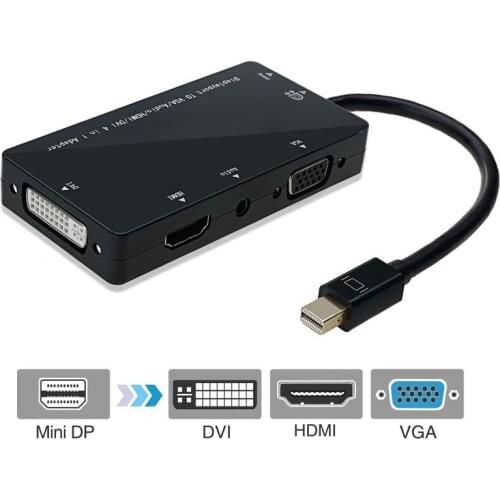 Thunderbolt 2 to HDMI VGA DVI Adapter MINI DP Mini DisplayPort Adapter converter 4 in1 Audio male to Female Cable for macbook