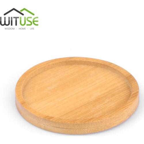 Bambu Square Bamboo Plates Flower Stand Round Bowls For Succulents Pots Trays Base Stander Garden Decor Plant Stand Planters