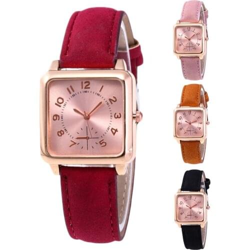 New Fashion Women Faux Leather Watch Girl Student Square Dial Arabic Number Analog Quartz Wrist Watch Elegant lady Женские часы