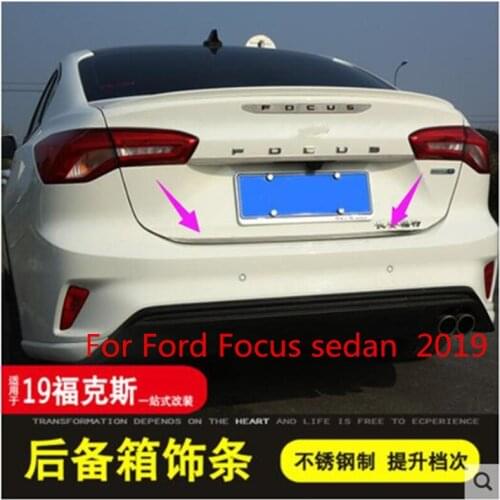For Ford Focus 2019 for sedan Stainless Rear Trunk Tailgate Door Edge Lid Molding Strip Chrome Trim Cover Car Accessories