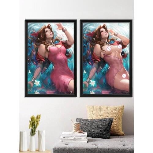 FF Aerith Gainsborough Game Anime Sexy Nude Girl Cartoon Kawaii Final Fantasy Poster Home Decoration Art Silk Custom