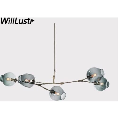 Creative Glass Pendant Lamp Iron Variable Shape Hotel Hall Cafe Mall Lounge Dining Room Bedroom Nordic Hanging Suspension Light