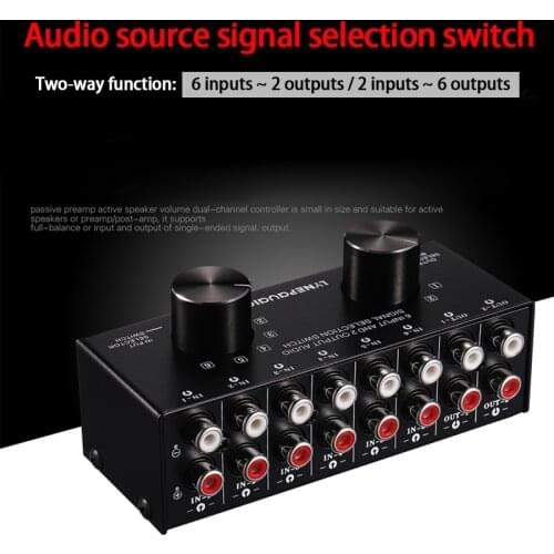 KYYSLB 6 Input 2 Output Audio Signal Selection Switcher Headphone Speaker Switcher Two-way Switch 2 Input 6 Output Lossless