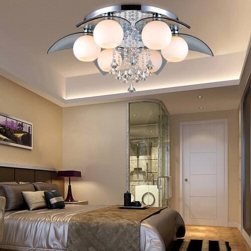 Led e27 Nordic Iron Crystal Glass LED Lamp.LED Light.Ceiling Lights.LED Ceiling Light.Ceiling Lamp For Foyer Bedroom Hall
