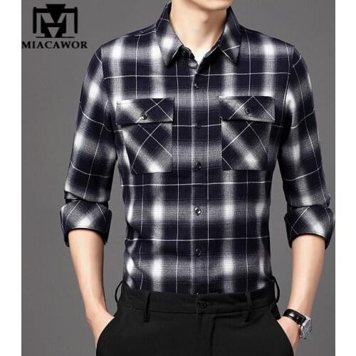 Мужские фланелевые рубашки MIACAWOR China At AliExpress