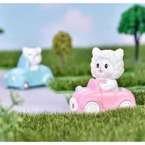 Miniature Cute Cartoon Animal Car Driving Plane Flying Mini Ornaments Decor Gift