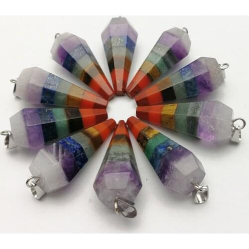 Fashion Reiki chakra Healing crystal Pendant natural stone pendant necklace multicolour stone Sword charm for jewelry 4pcs/lot