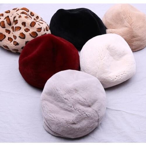 New painter beret outdoor artist real rex rabbit womens luxury hats autumn winter solid color fashion vintage beret lepord