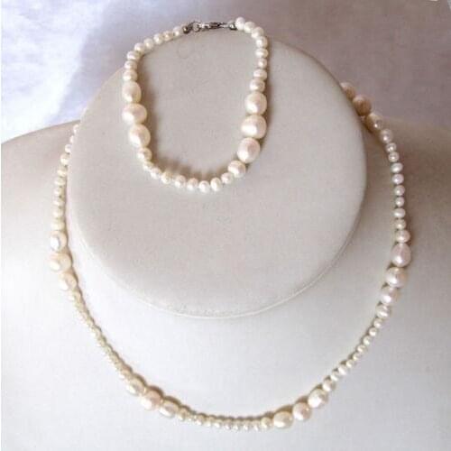 Handmade Natural Pearl Necklace Bracelet New Unique Pearls Jewellery AA 3-7MM White Freshwater Pearl Jewelry Fine Women Gift
