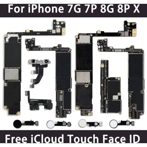 Unlocked Motherboard For iPhone 7G 7P 8G 8 Plus X 32GB 64GB 128GB 256GB Original Board Good Logic Board Free iCloud Plate