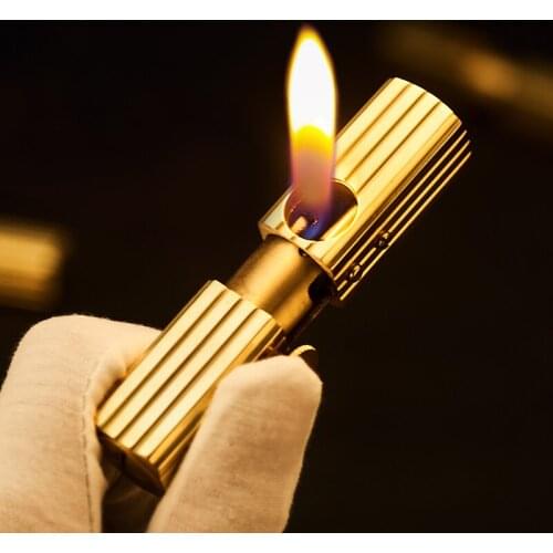 Heavy trench brass retro kerosene lighter personality windproof pipe lighter pure copper colllection 128g