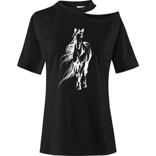 Horse Print Women T Shirt Summer ladies Wild Harajuku Graphic Camisetas Funny T-Shirt Short Sleeve Loose Fashion Blusas Top