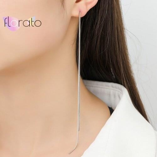 925 Sterling Silver Ear Needle Stud Earrings Minimalist Chain Long Tassel Earring For Women Tassel Earrings Ear Line Jewelry