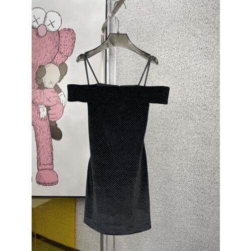 Ladies 2021 fashion new sleeveless velvet bronzing one-shoulder dress 0311