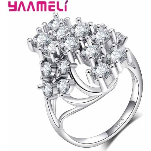 Original Classic Design Luxury Women Finger Ring Attractive White Round Crystal Jewelry for Party Promotion 925 Silver