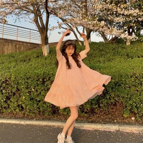 Super Fairy Sweet Princess Style 2021summer New Cherry Blossom Pink Gentle Short Sleeve lolita dress Doll Dress for Women