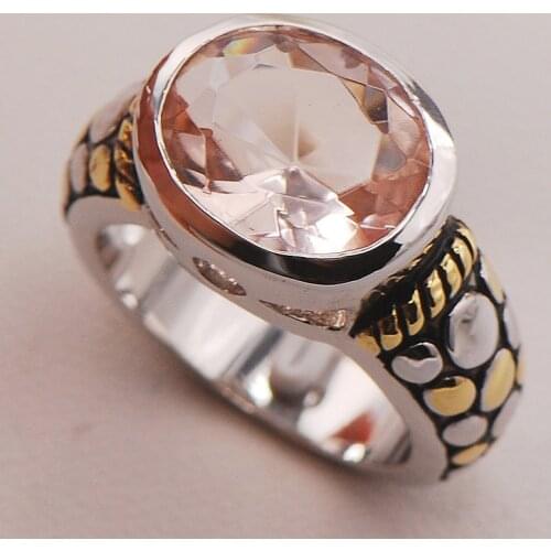 Morganite Women 925 Sterling Silver Ring F726 Size 6 7 8 9 10