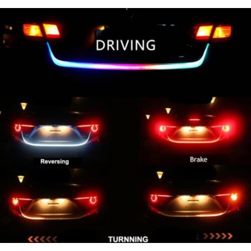 120cm/150cm Car Dynamic Streamer Floating LED Strip Car Styling Turn Signal Tail Trunk Lights Running Turn Signal Lamp ice blue